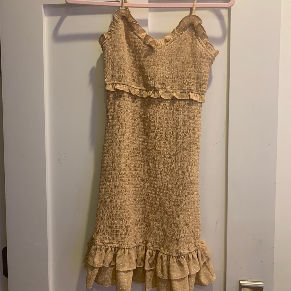 Tan/light pink and white dots Dress